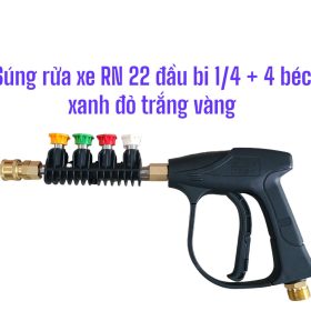 Súng rửa xe RĂNG NGOÀI  22 đầu bi 1/4 + 4 béc xanh đỏ trắng vàng